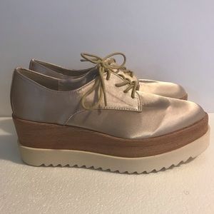 Gold Satin Platform Oxford